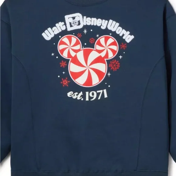 Mickey Mouse Icon Peppermint Swirl Holiday Walt Disney World Sweatshirt Small - Picture 5 of 5